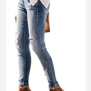 Women's Distressed Blue Jeans